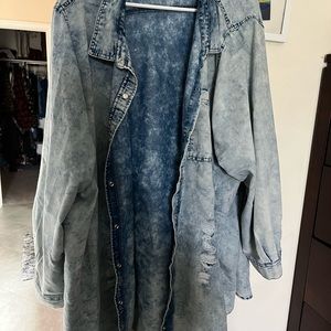 Distressed acid wash Jean jacket